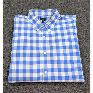 J.Crew Men's Blue Checkered Plaid Button Up Shirt Long Sleeve Size XL